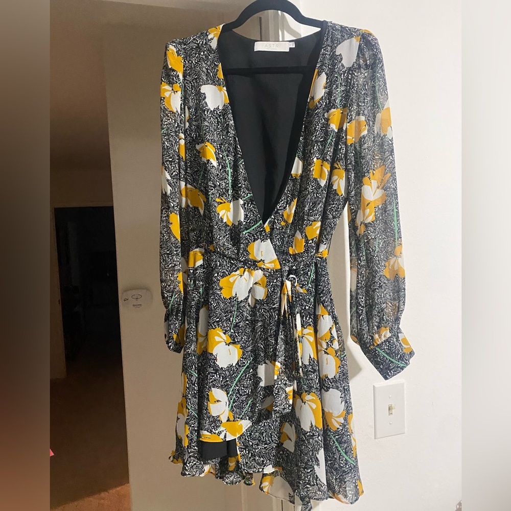 Astr Floral Mini Dress - Black, Yellow, White